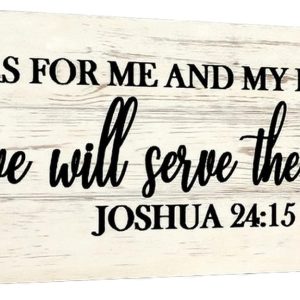As for Me and My House We Will Serve The Lord Wall Sign, Farmhouse Rustic Wooden Wall Decoration with God All Things are Possible Wall Sign for Home, Bible Verse Sign, 16.5 x 5.9 Inch (Joshua)
